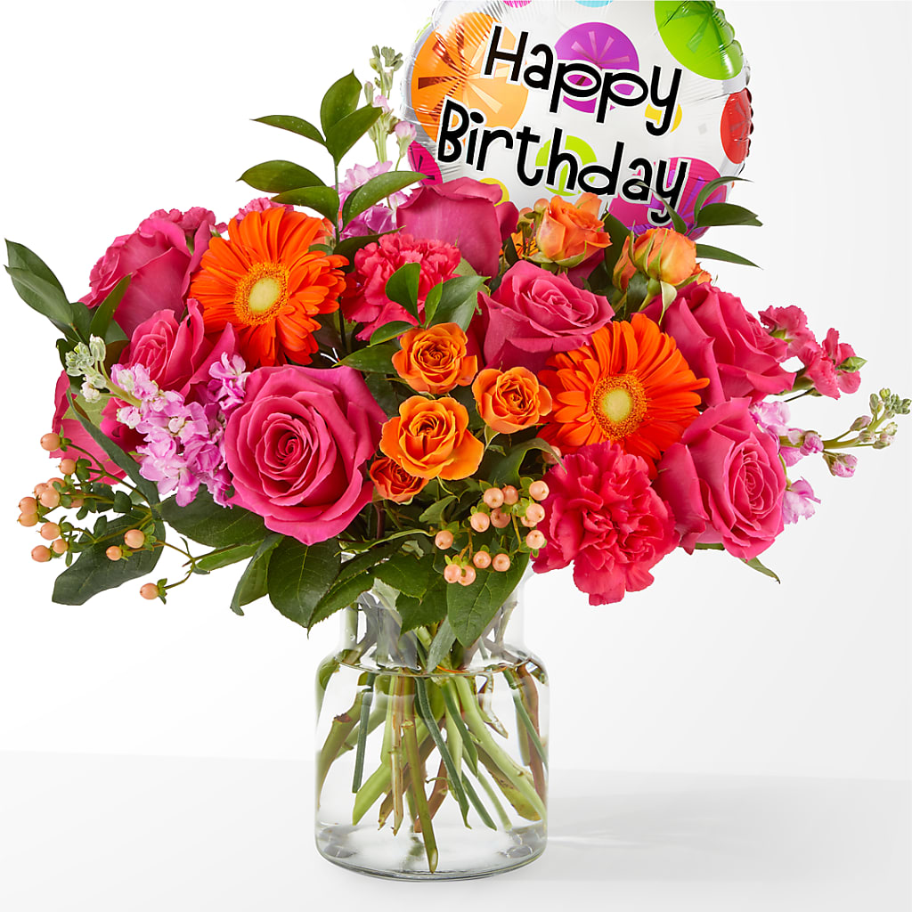 Fiesta Bouquet with Birthday Balloon – Kroger, Cincinnati OH