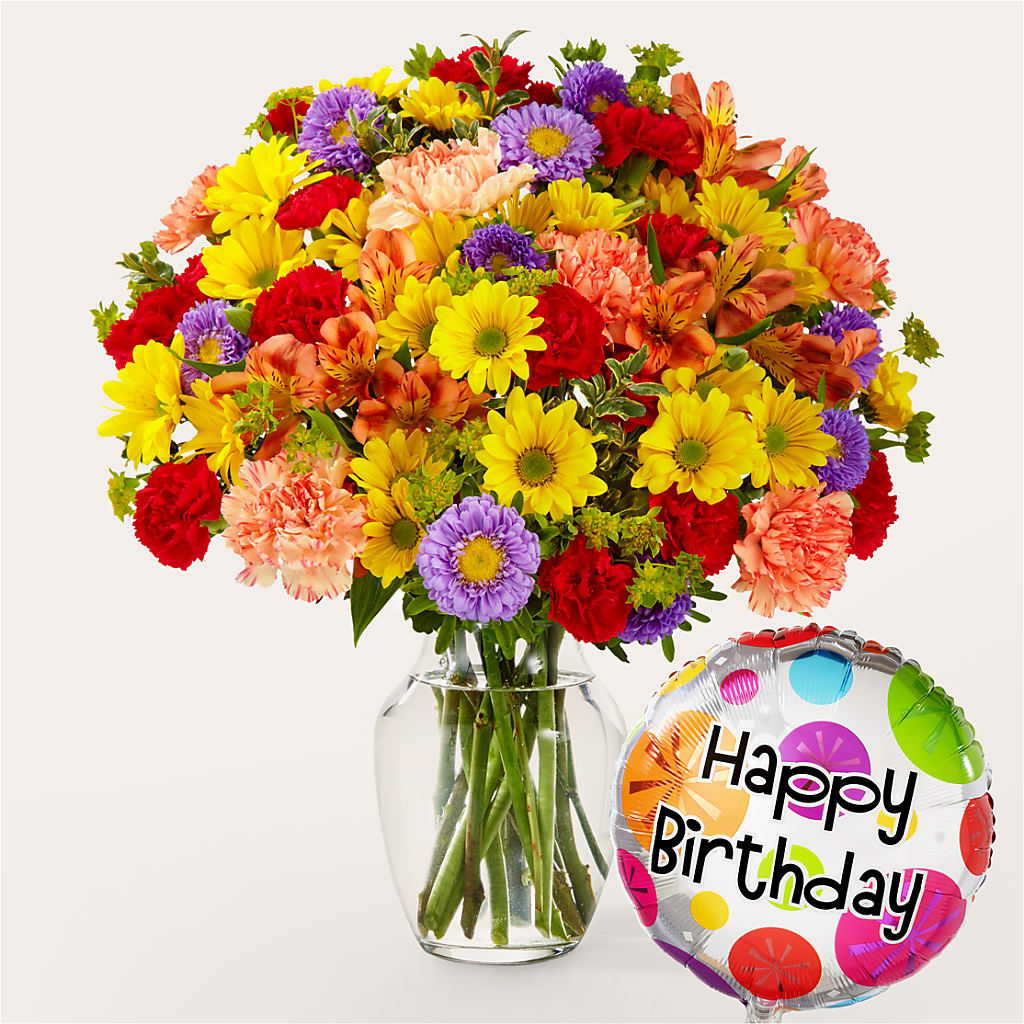 Kaleidoscope Bouquet with Birthday Balloon – Kroger, Cincinnati OH
