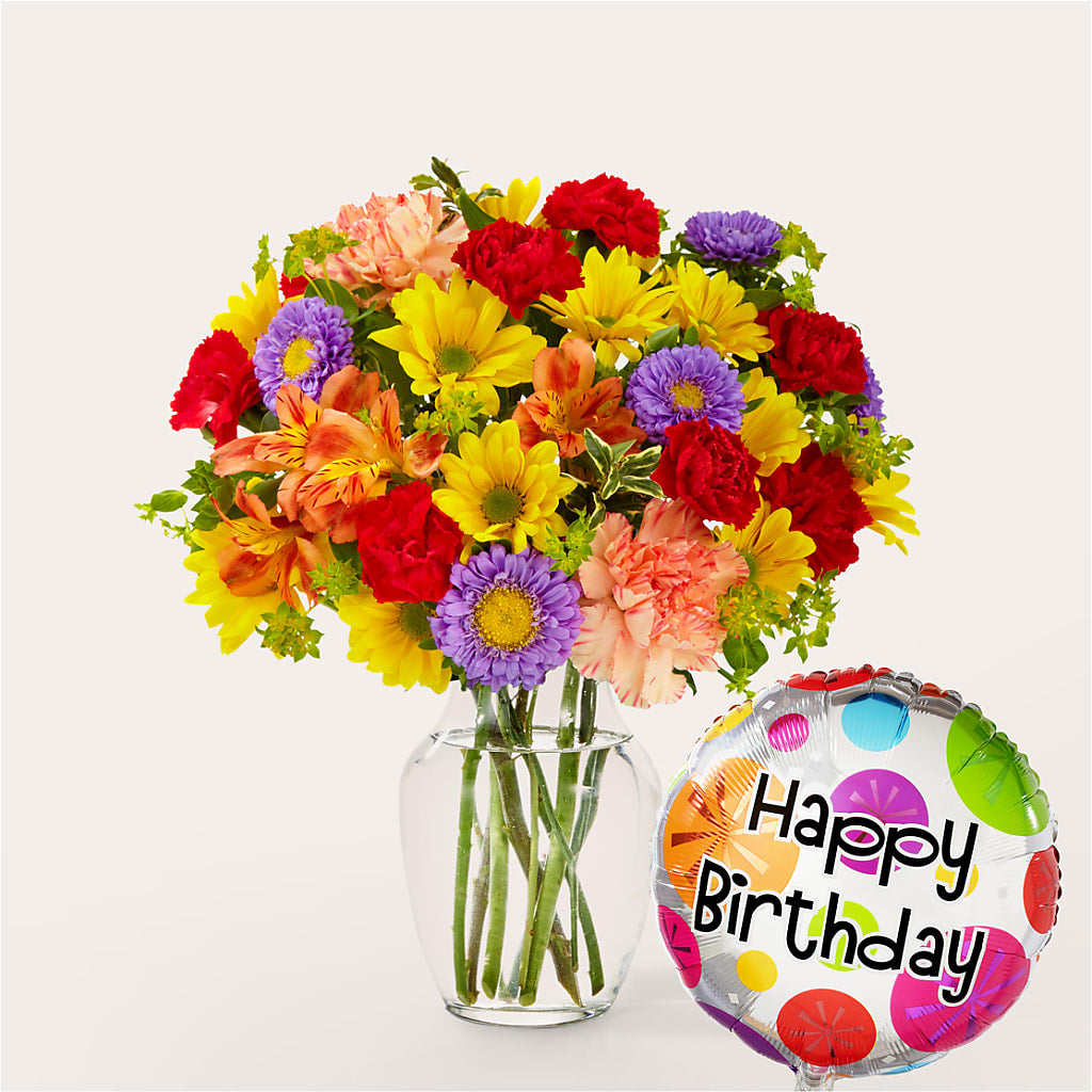 Kaleidoscope Bouquet with Birthday Balloon – Kroger, Cincinnati OH