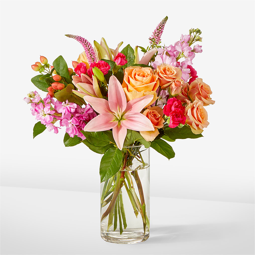 Bisous Bouquet – orange, peach, pink flower arrangement
