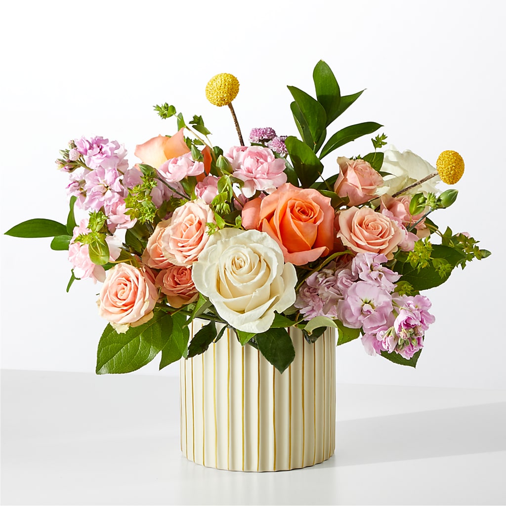プリザーブドフラワー ブーケ BVLGARI French Market Bouquet with Ivory Vase – lavender, orange, pink