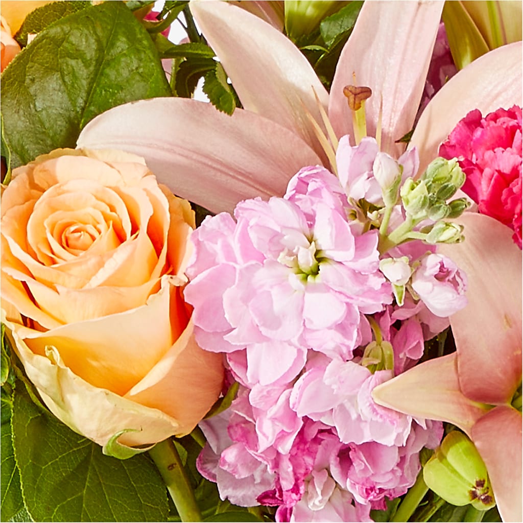 Bisous Bouquet – orange, peach, pink flower arrangement