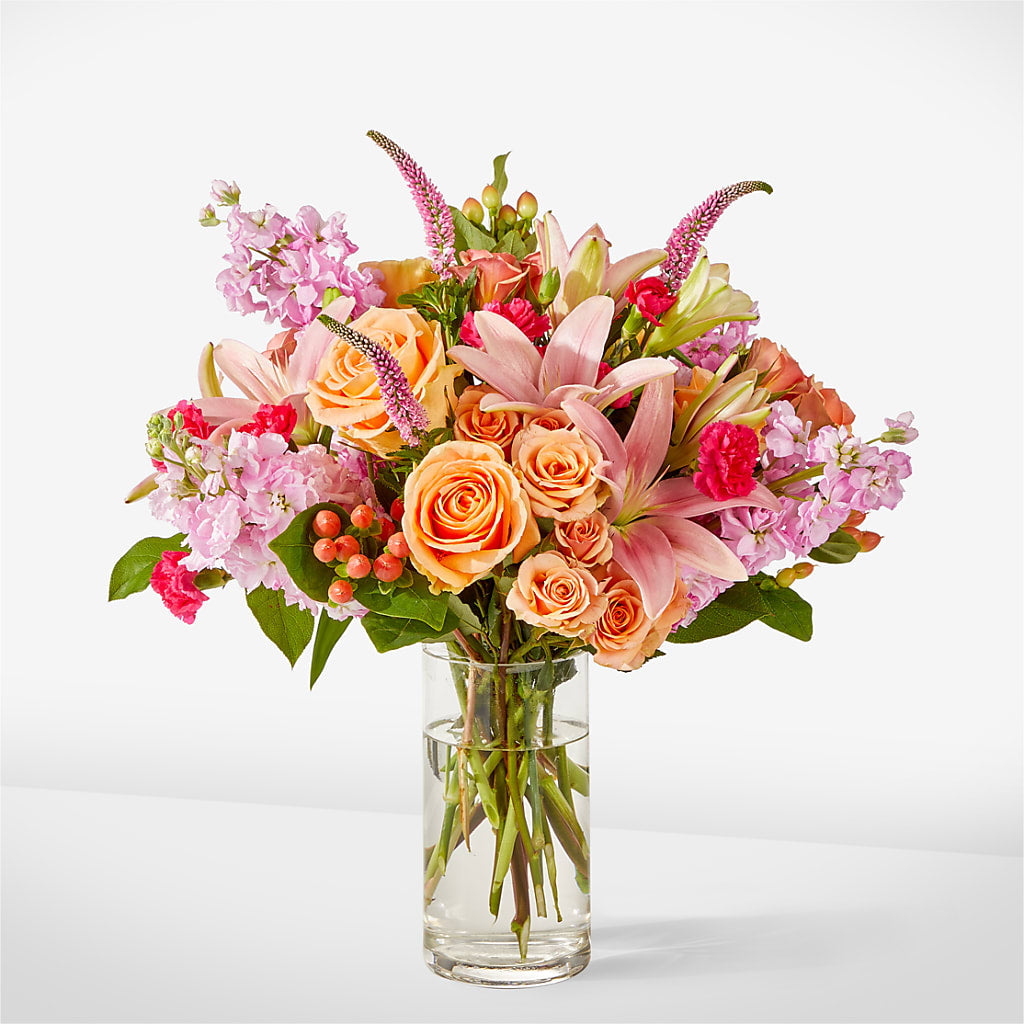 Bisous Bouquet – orange, peach, pink flower arrangement