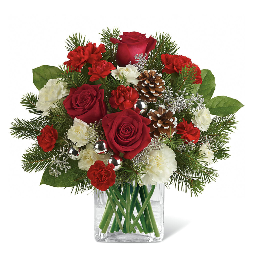 Woodland Wonder Bouquet – red, white flower arrangement